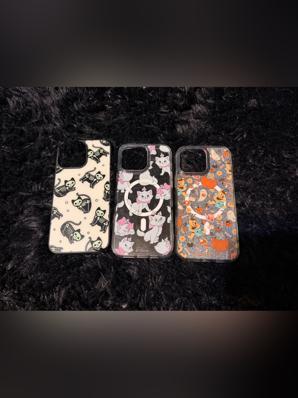 Disney Clear iPhone 13 pro max Case Trio with Black, Pink & Orange Cat Designs